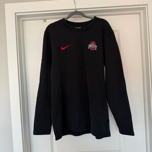 Nike Ohio State Black Waffle Crewneck Sweatshirt with Red Logo